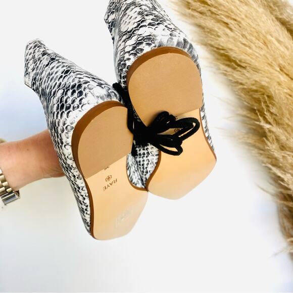 RAYE REVOLVE Black White Two Tone Snakeskin Toe Lace Up Ballet Flats Shoes 36 - Picture 7 of 13